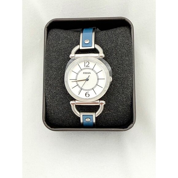 Fossil Womens Silver & Blue Adjustable Bracelet Watch w/Tags and New Battery main image 7